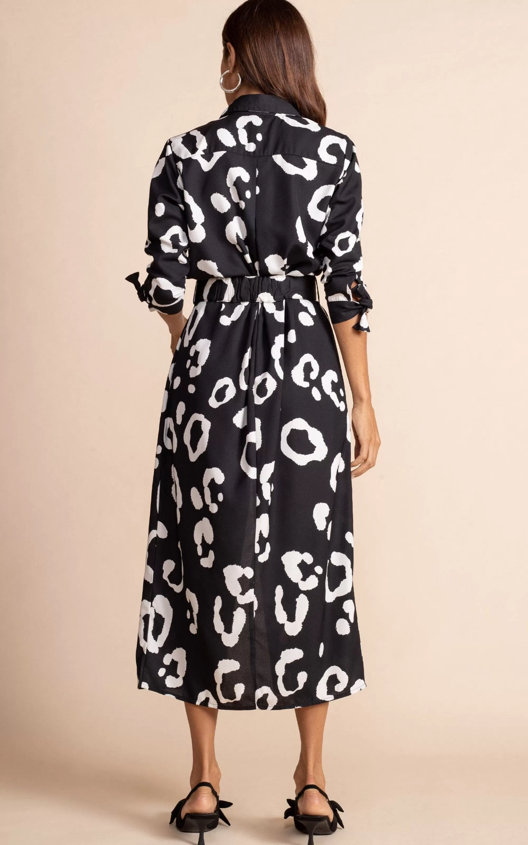 Dresses>Dancing Leopard Alva Midi Shirt Dress In Oversized Mono Leopard