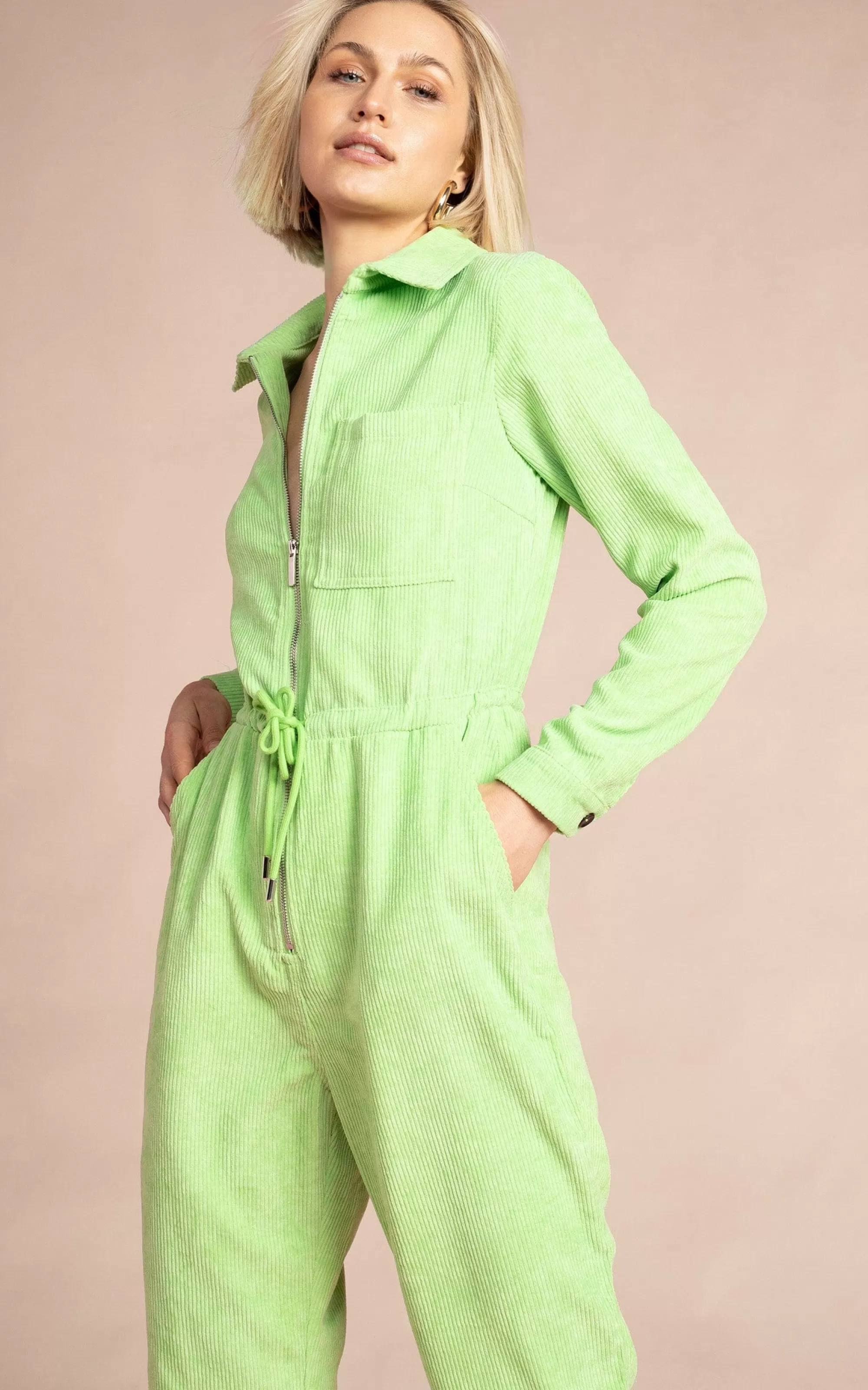 Jumpsuits>Dancing Leopard Blaze Boilersuit In Lime