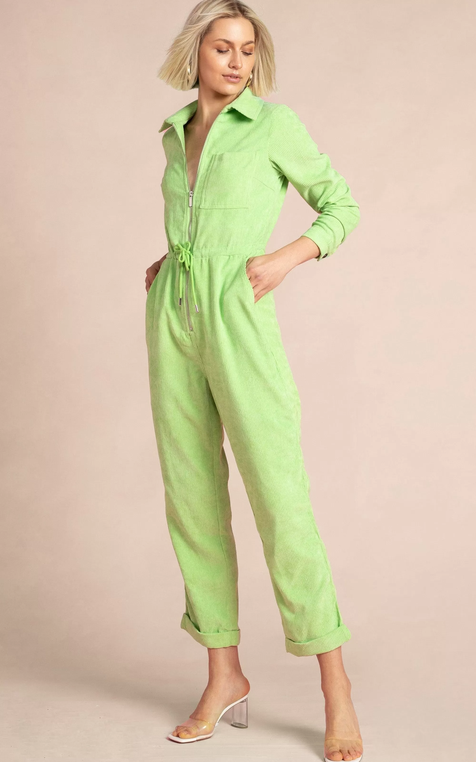 Jumpsuits>Dancing Leopard Blaze Boilersuit In Lime