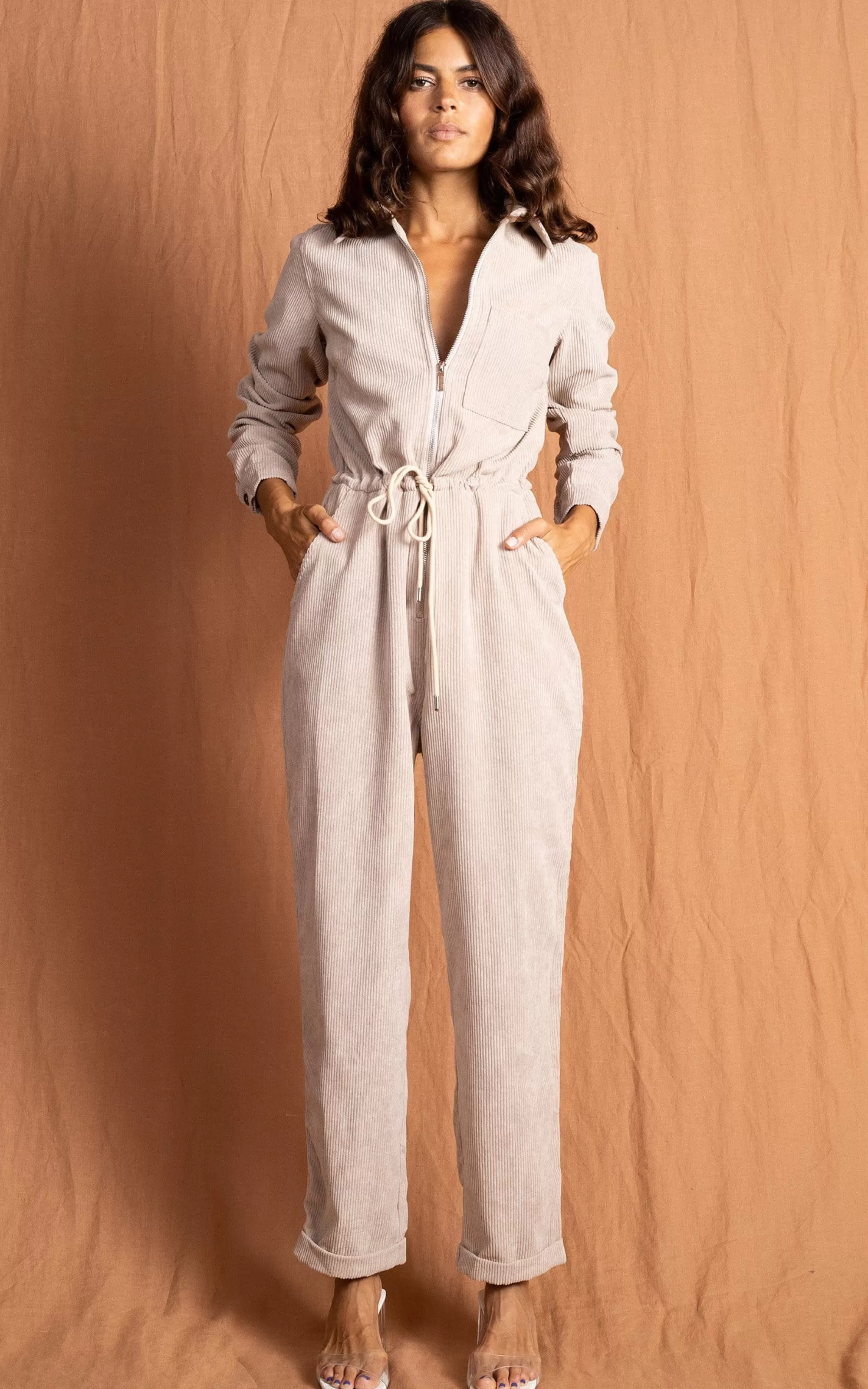 Jumpsuits>Dancing Leopard Blaze Boilersuit In Sand