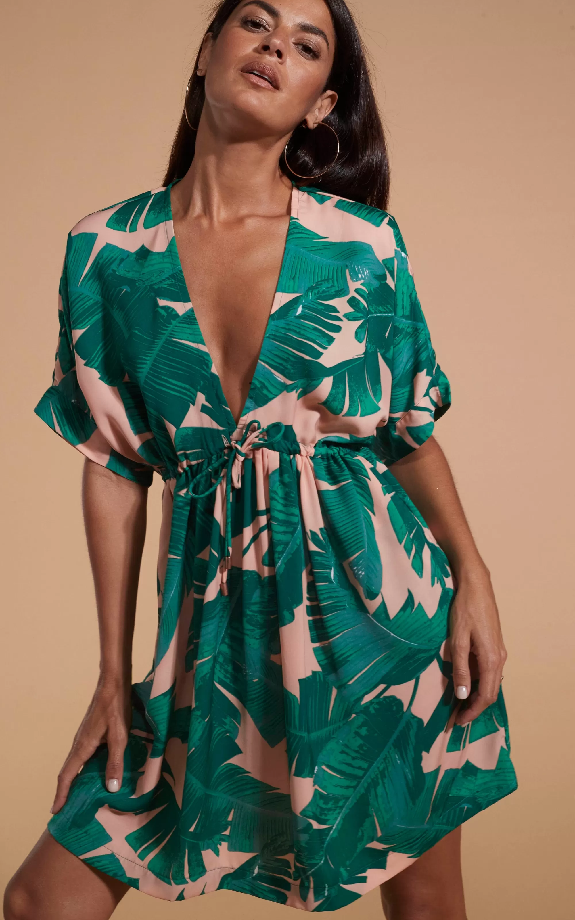 Dresses>Dancing Leopard Coco Loco Dress In Vintage Palm Beige