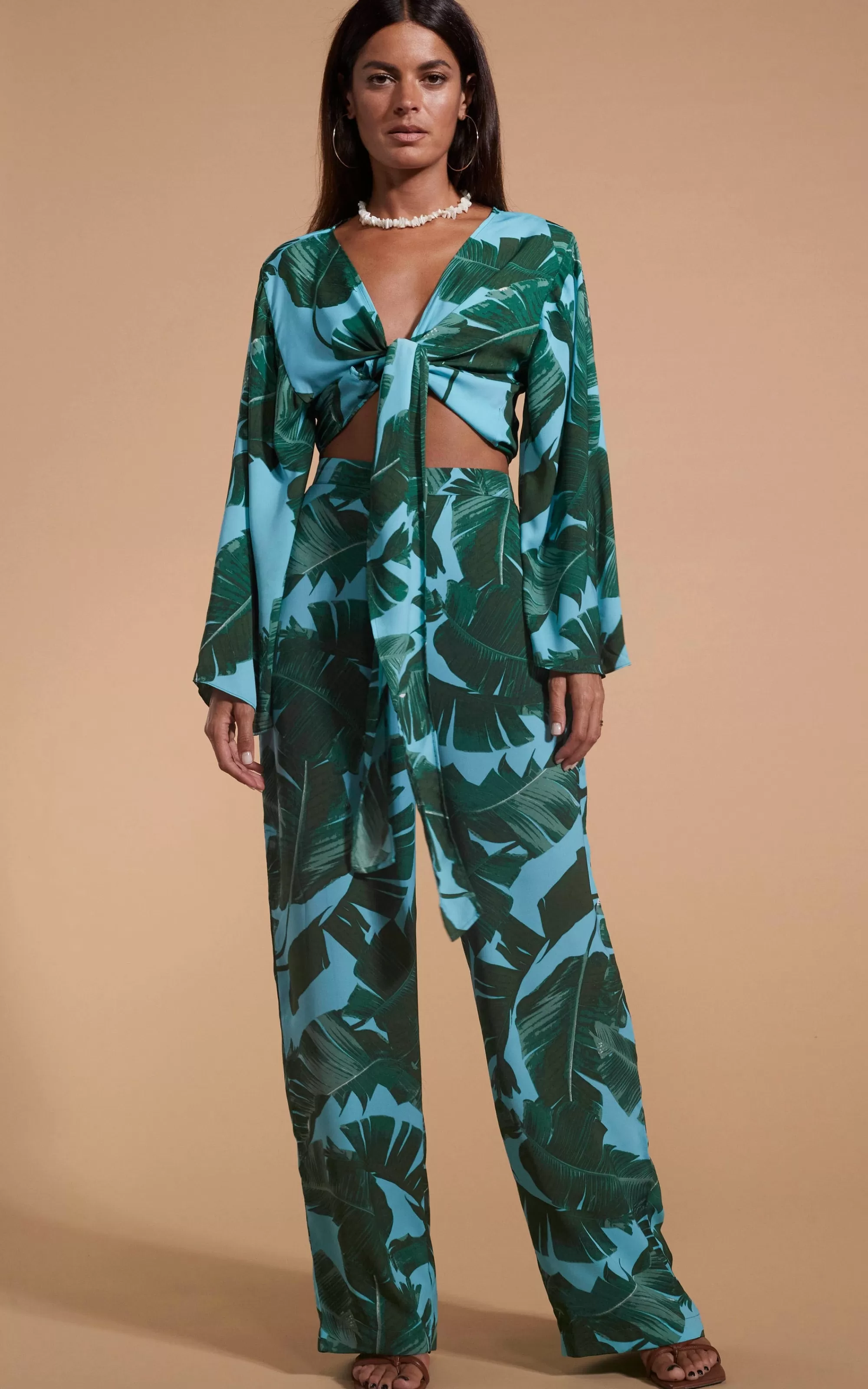 Trousers>Dancing Leopard Cuba Trousers In Vintage Palm Blue Base