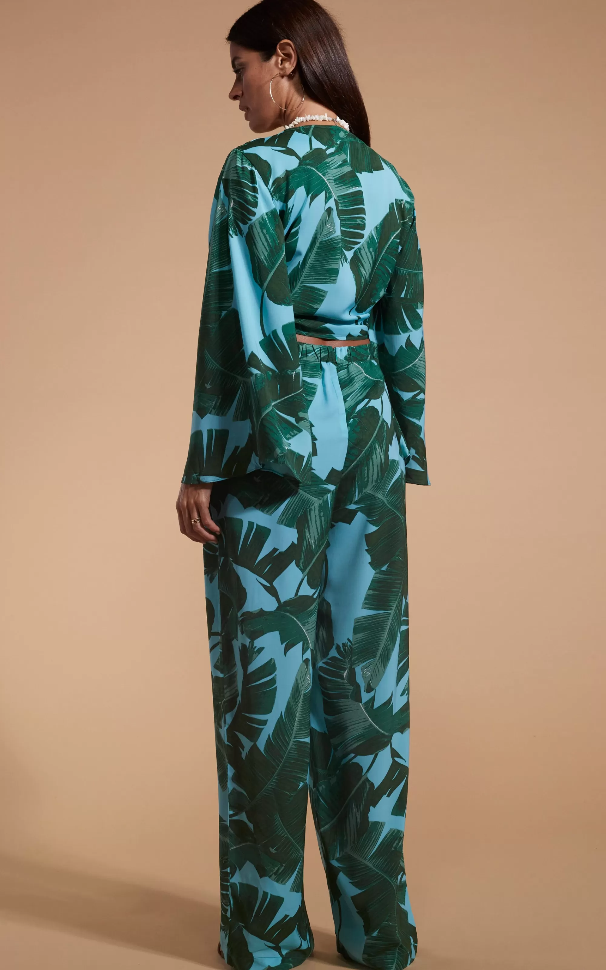 Trousers>Dancing Leopard Cuba Trousers In Vintage Palm Blue Base