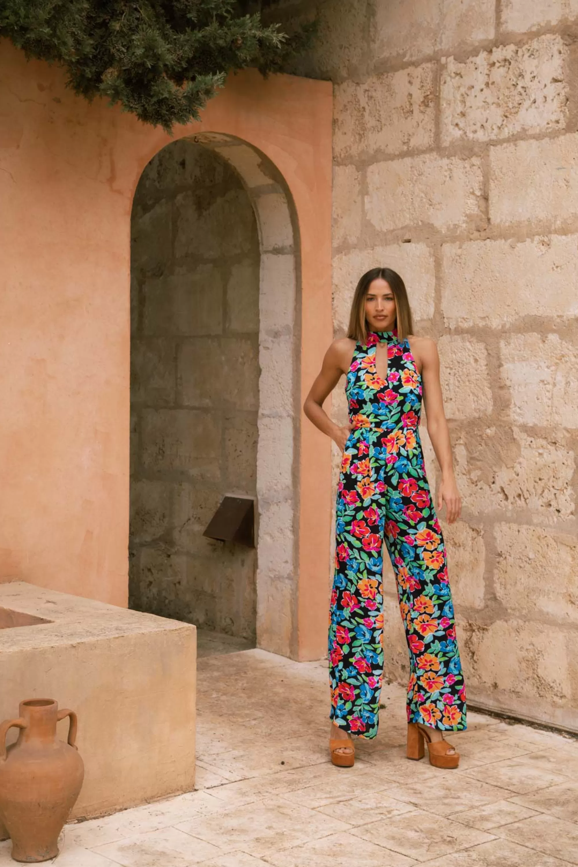 Jumpsuits>Dancing Leopard Cypress Jumpsuit In Vintage Floral