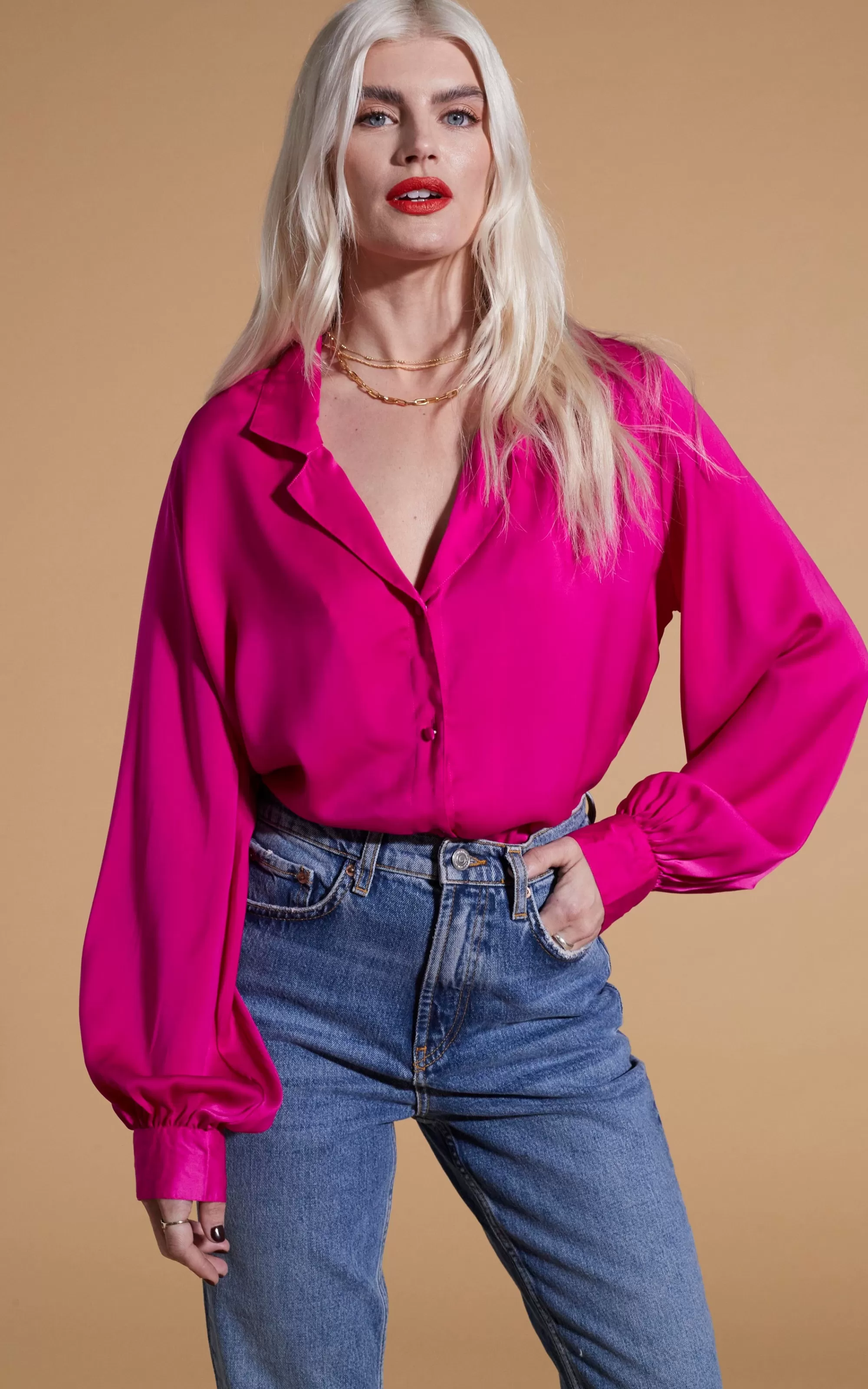 Shirts>Dancing Leopard Dixie Balloon Sleeve Shirt In Magenta