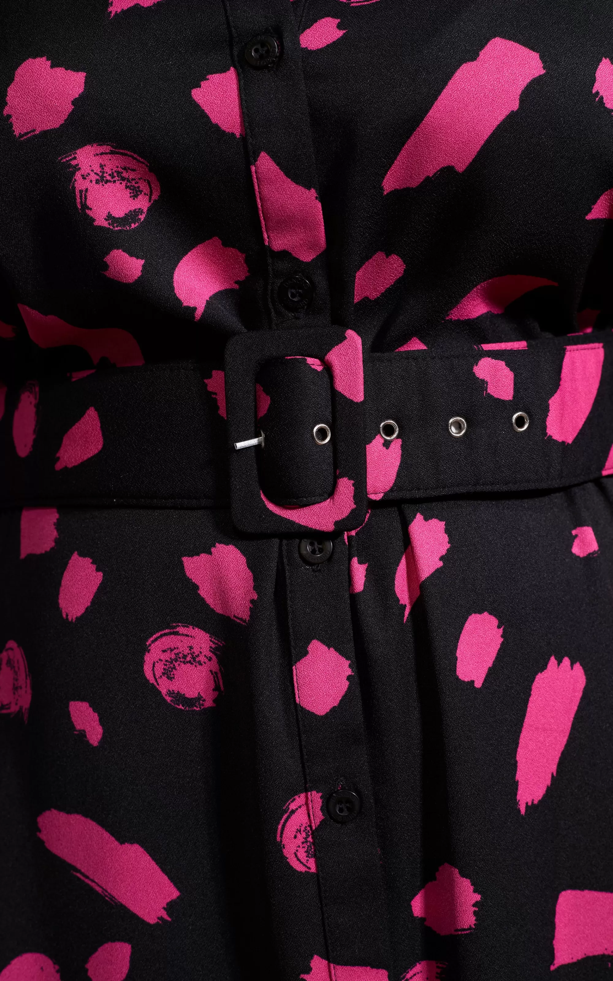 Dresses>Dancing Leopard Dove Dress In Abstract Dot Pink On Black- Extended Sizing