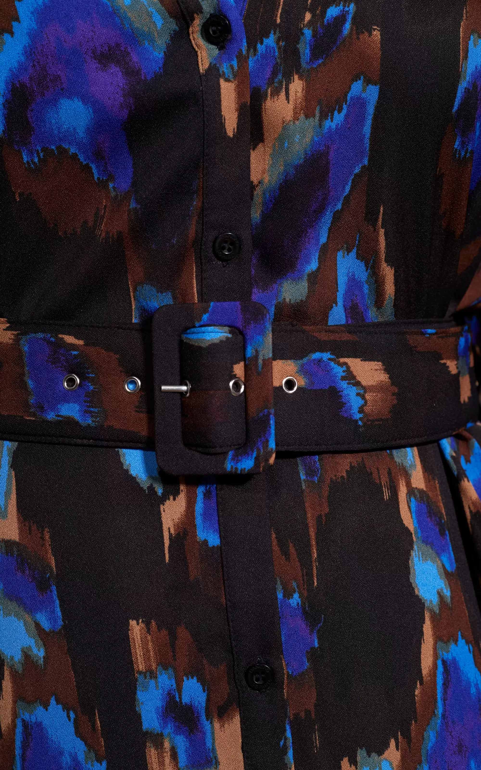 Dresses>Dancing Leopard Dove Dress In Camo Abstract Blue On Black- Extended Sizing