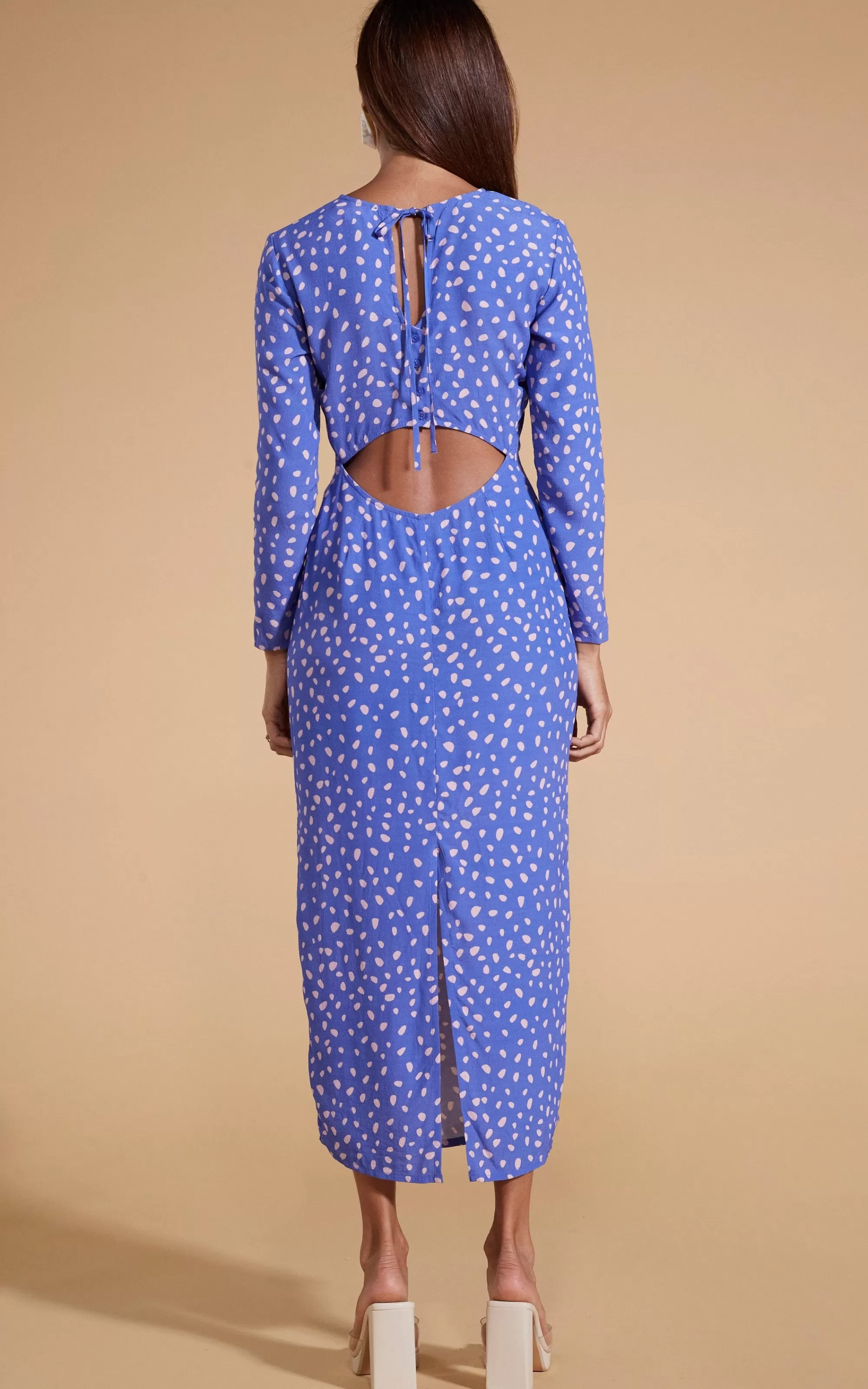 Dresses>Dancing Leopard Estella Midaxi Dress In Odd Dot Pink On Amparo Blue