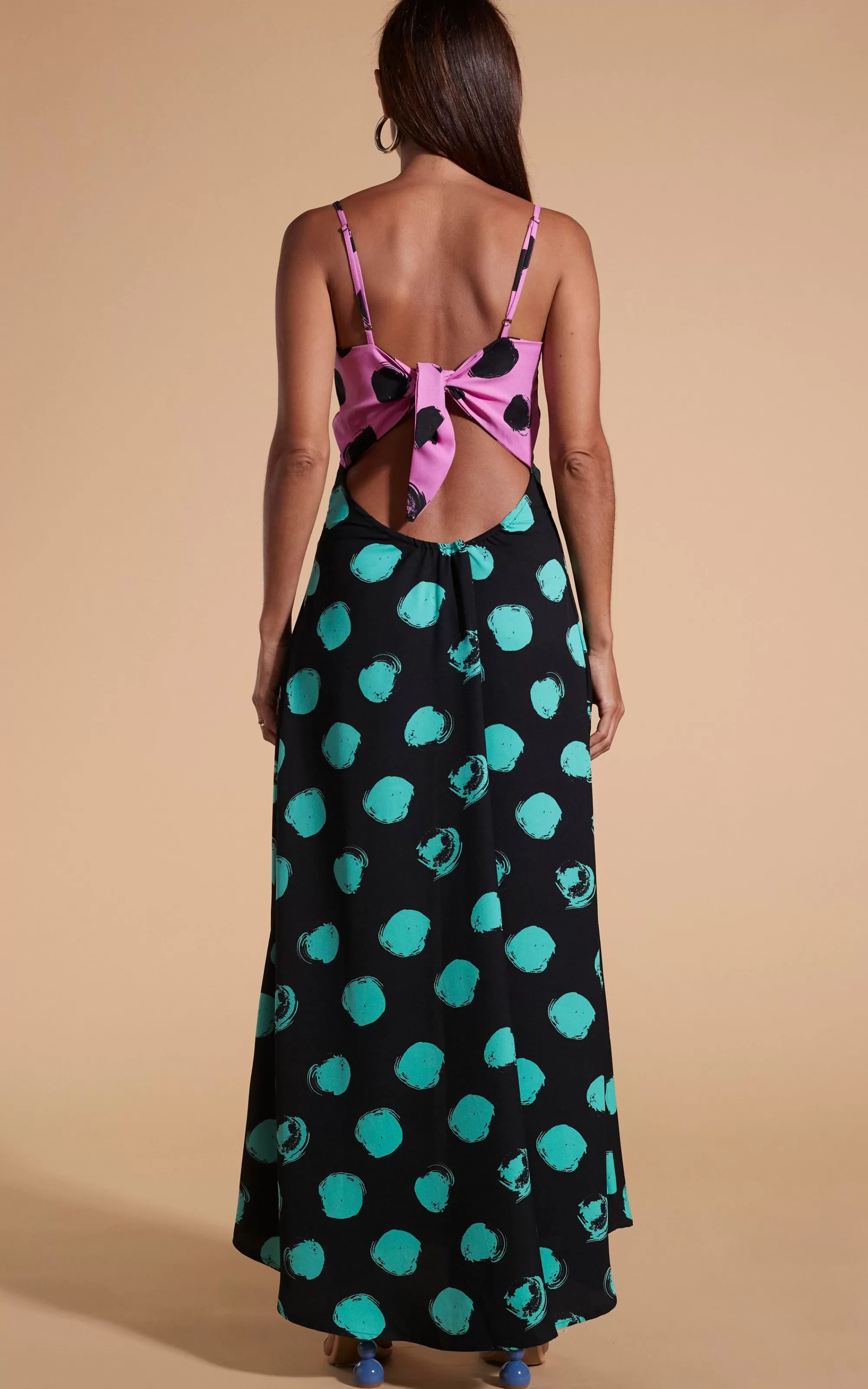Dresses>Dancing Leopard Florence Dress In Black On Pink Dot & Green On Black Dot