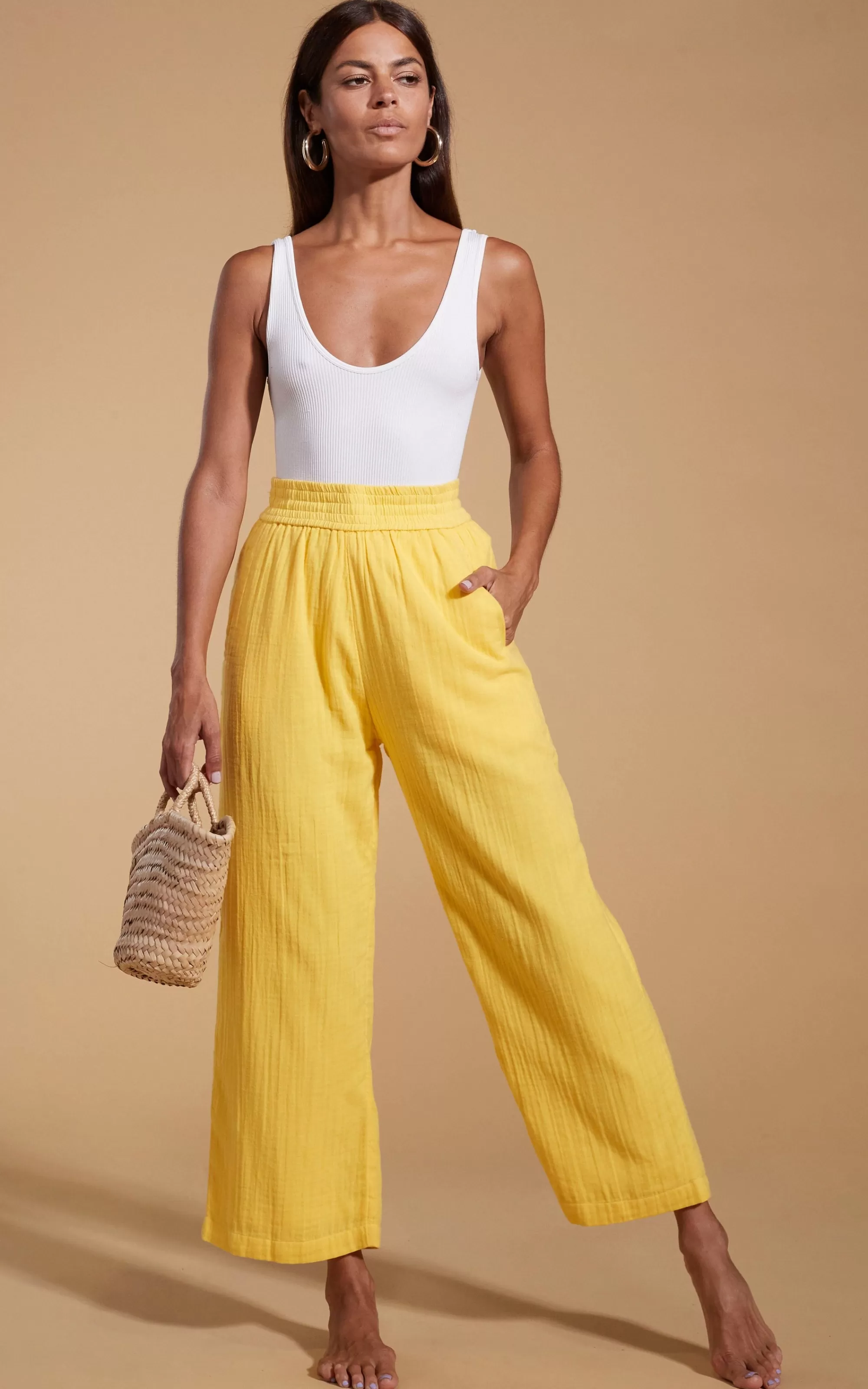 Trousers>Dancing Leopard Halo Tahiti Trousers In Primrose Yellow