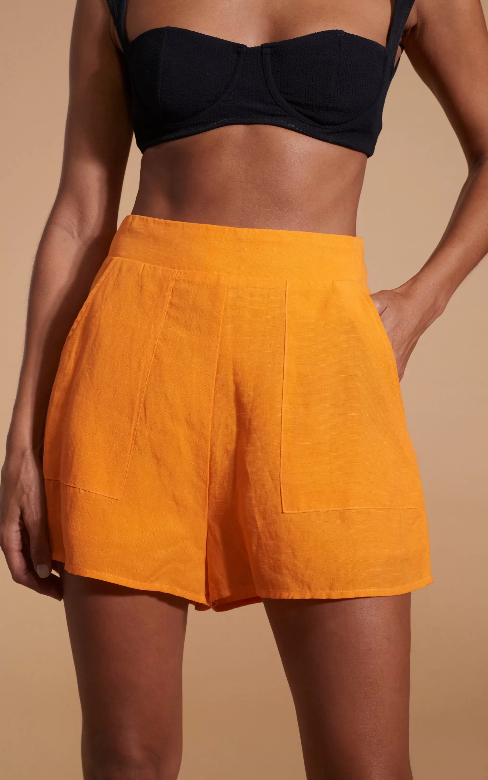 Shorts>Dancing Leopard Lola Linen Shorts In Orange