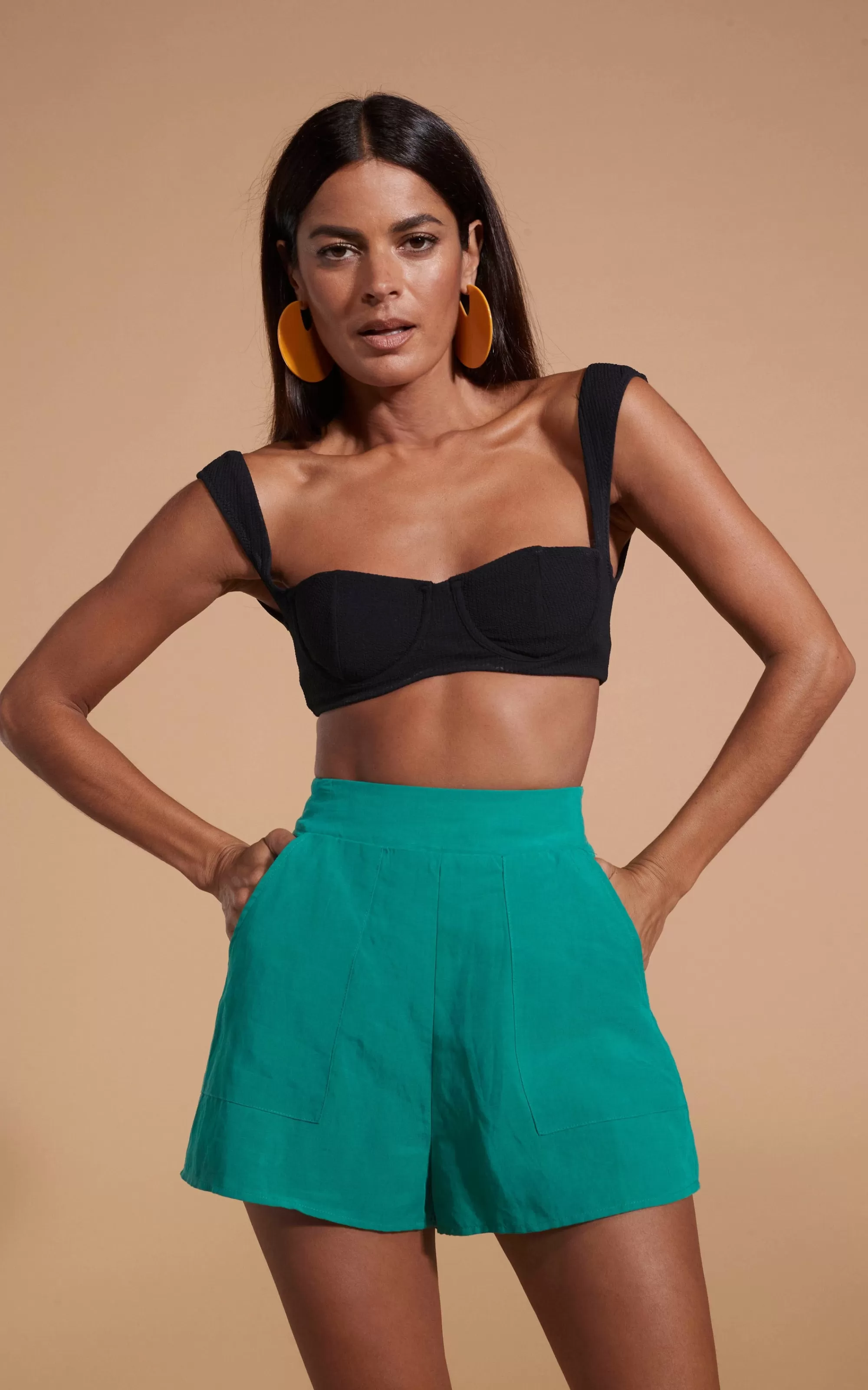 Shorts>Dancing Leopard Lola Linen Shorts In Vivid Green