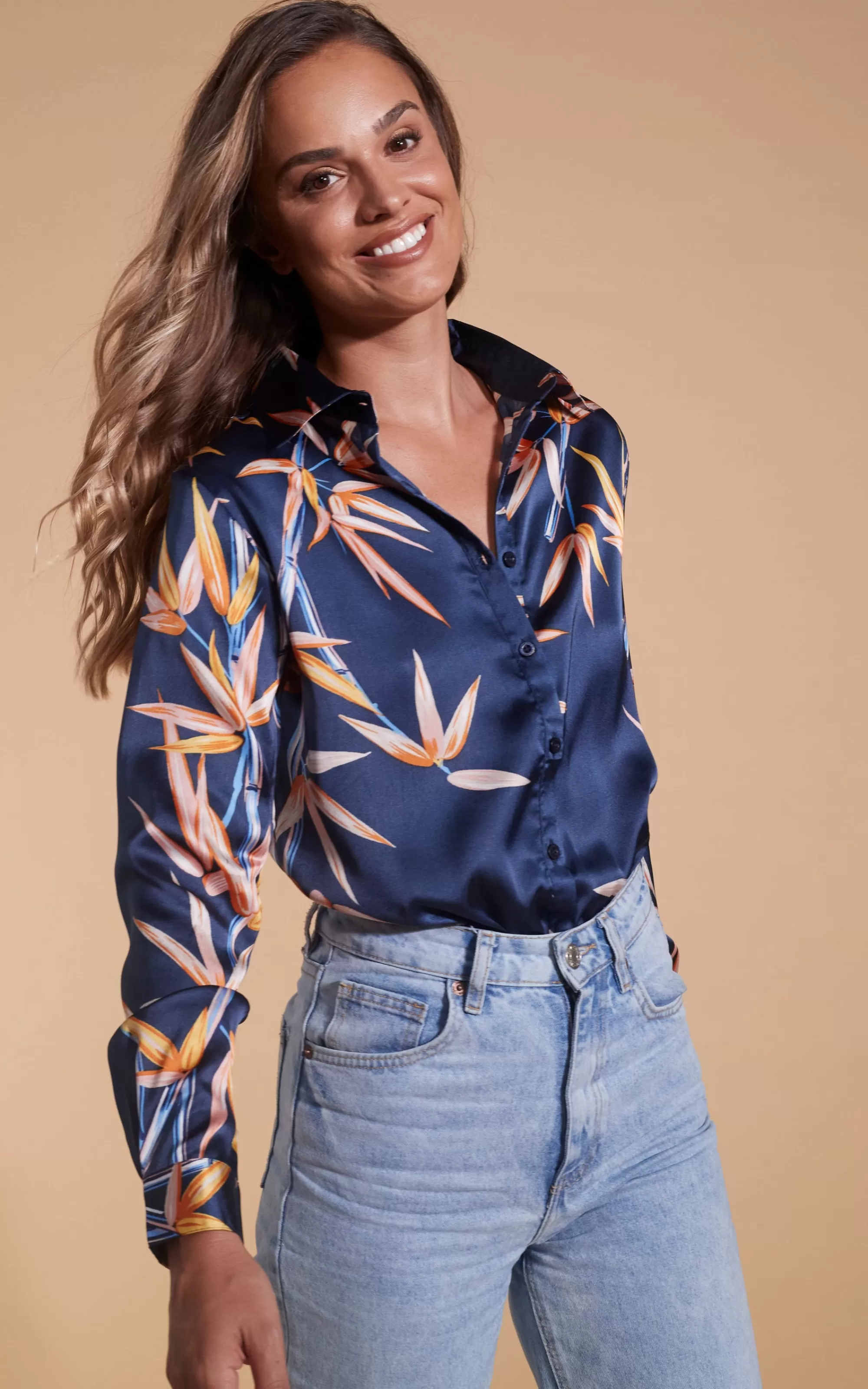 Shirts>Dancing Leopard Nevada Satin Shirt In Bamboo