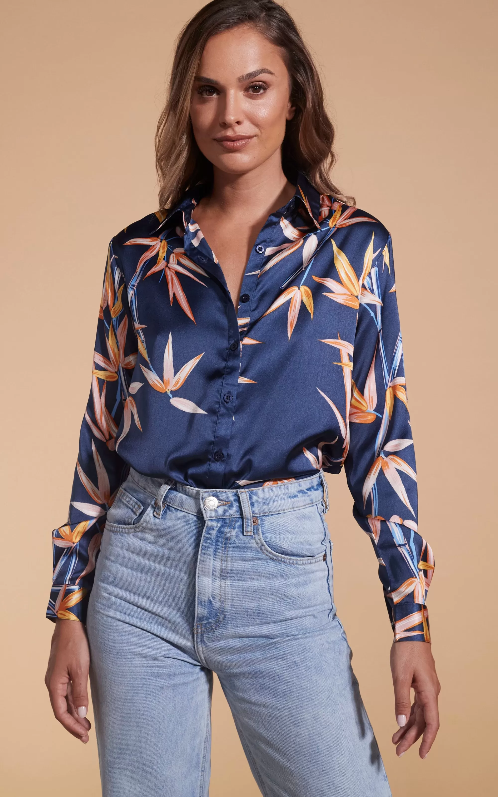 Shirts>Dancing Leopard Nevada Satin Shirt In Bamboo