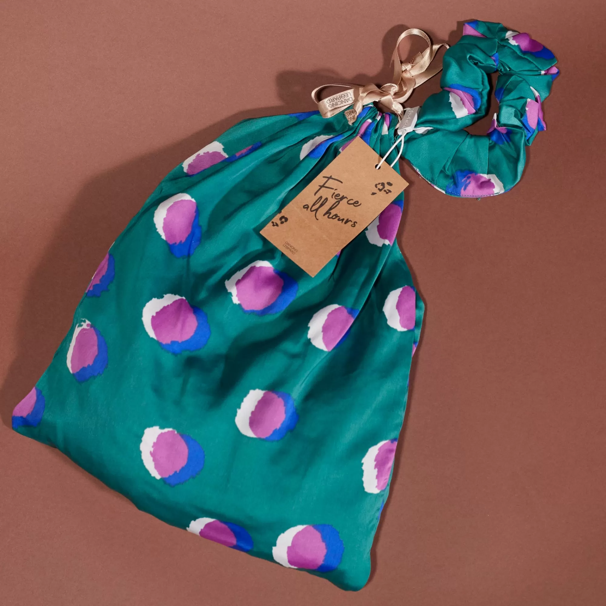 Pyjamas>Dancing Leopard Oona Shortie Pj Set In Polka Dot Purple On Green