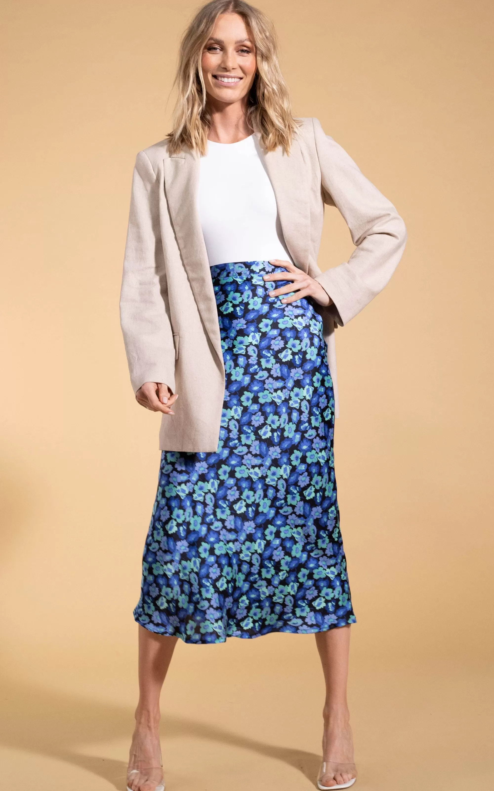 Skirts>Dancing Leopard Renzo Skirt In Blue 50S Floral