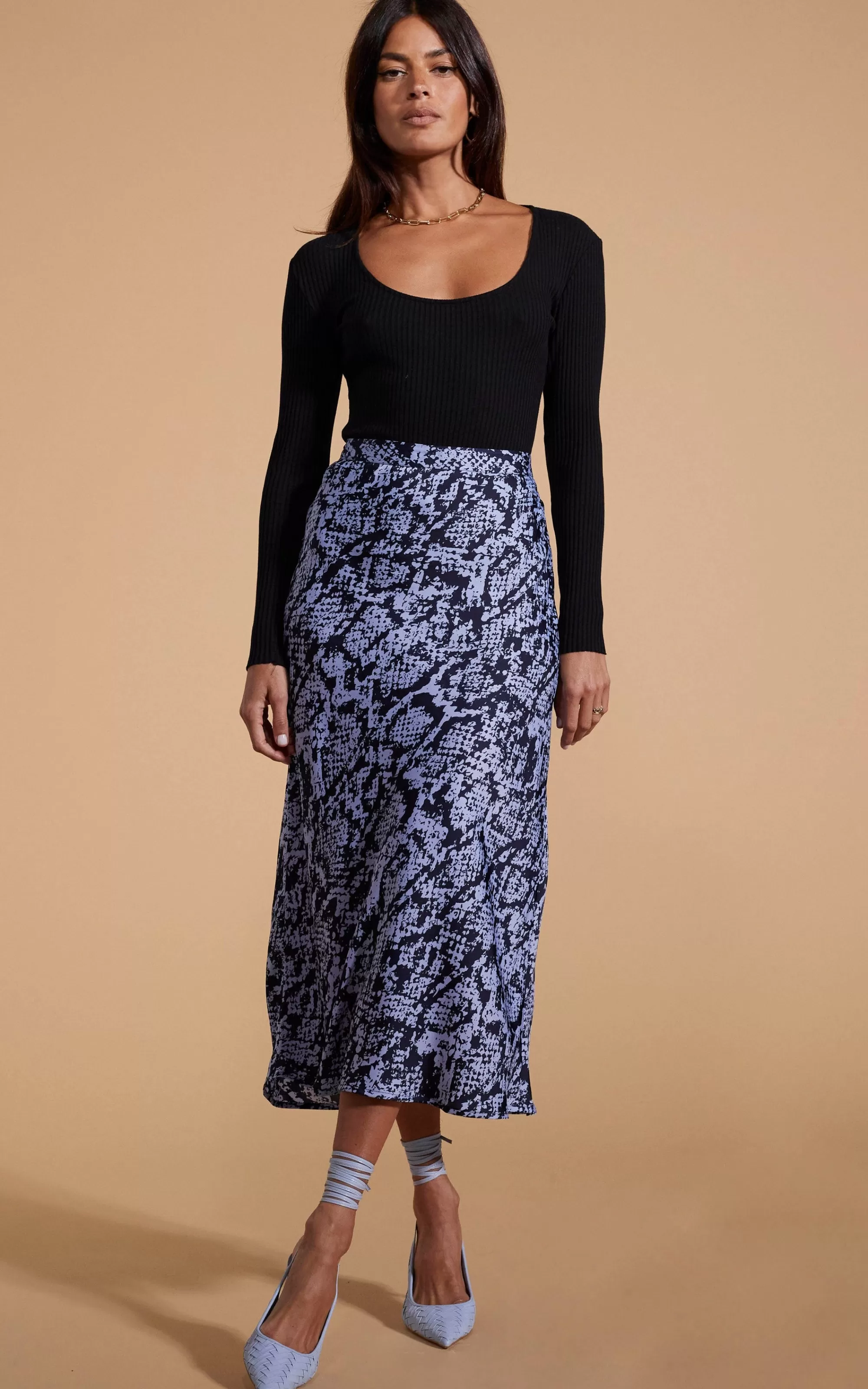 Skirts>Dancing Leopard Renzo Skirt In Blue On Black Snake