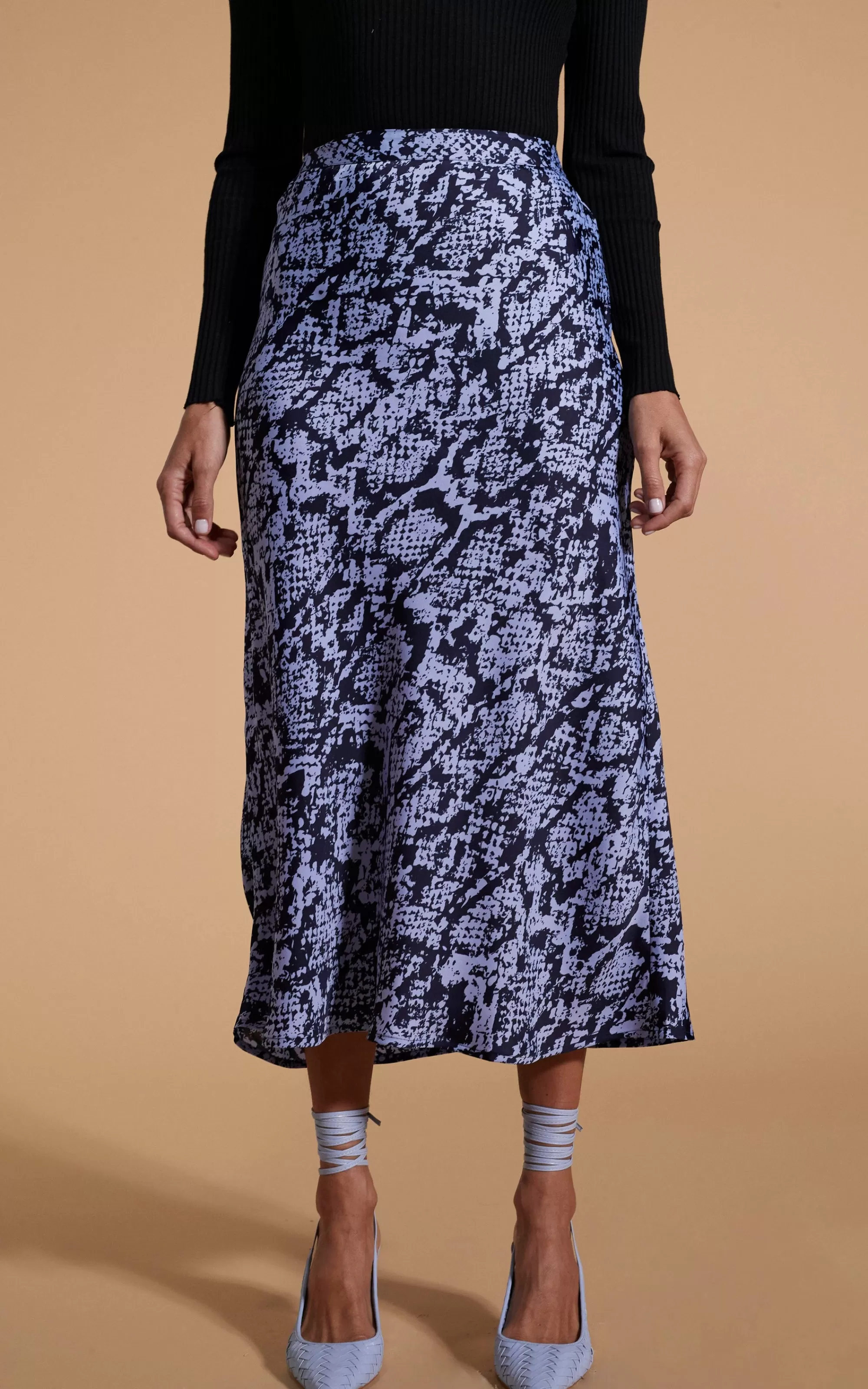 Skirts>Dancing Leopard Renzo Skirt In Blue On Black Snake