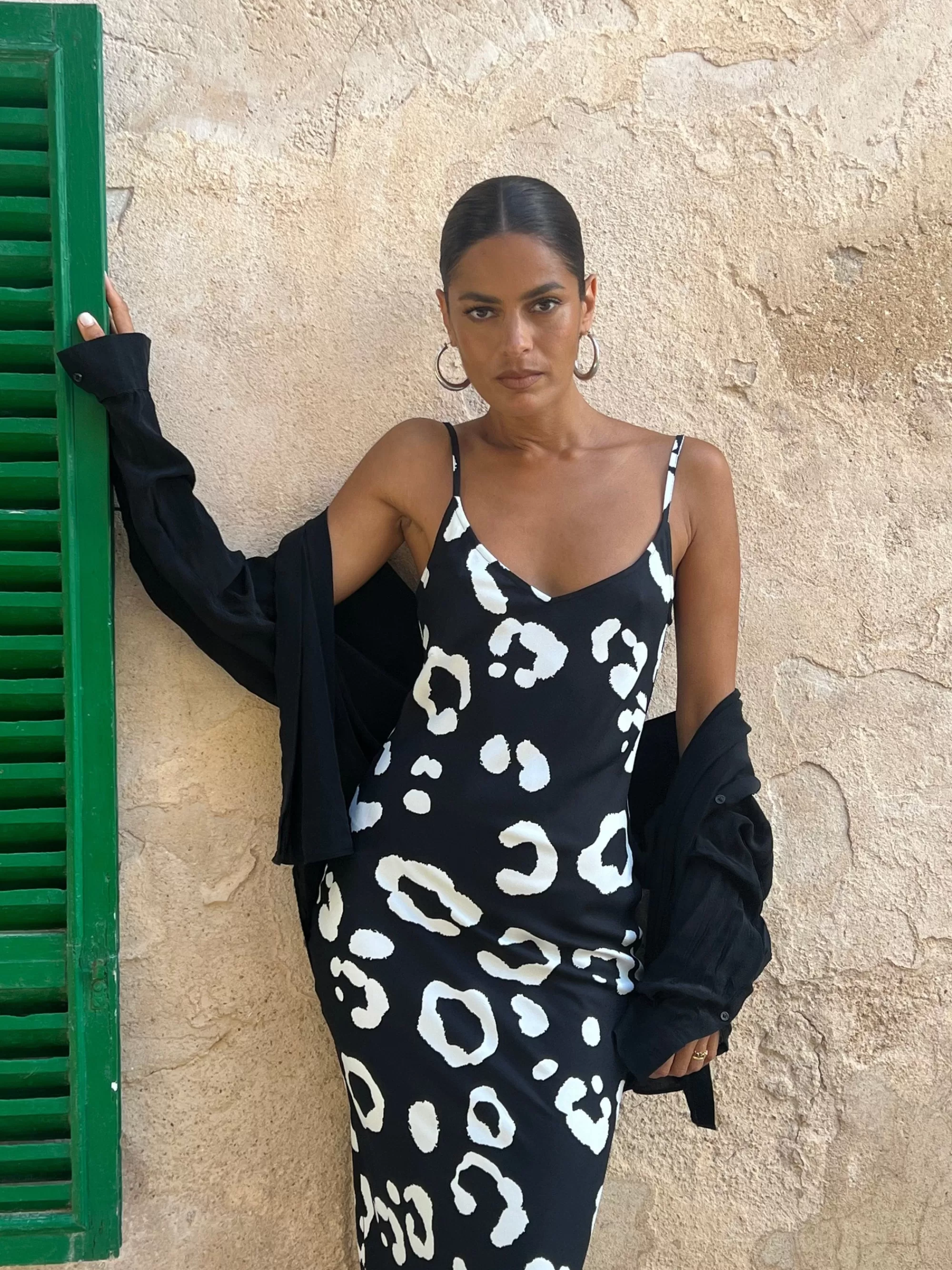 Dresses>Dancing Leopard Sienna Midaxi Slip Dress In Oversized Mono Leopard