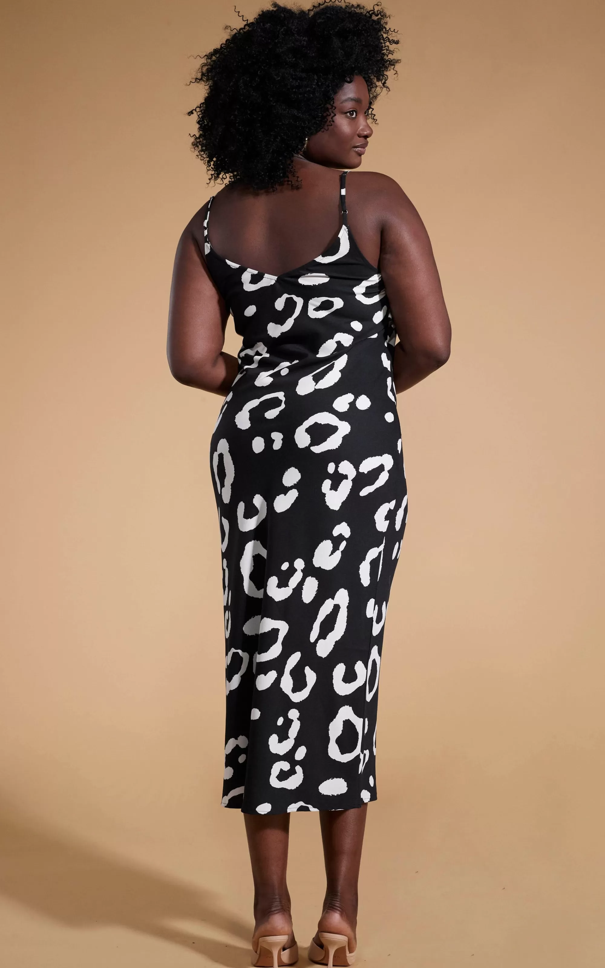 Dresses>Dancing Leopard Sienna Midaxi Slip Dress In Oversized Mono Leopard