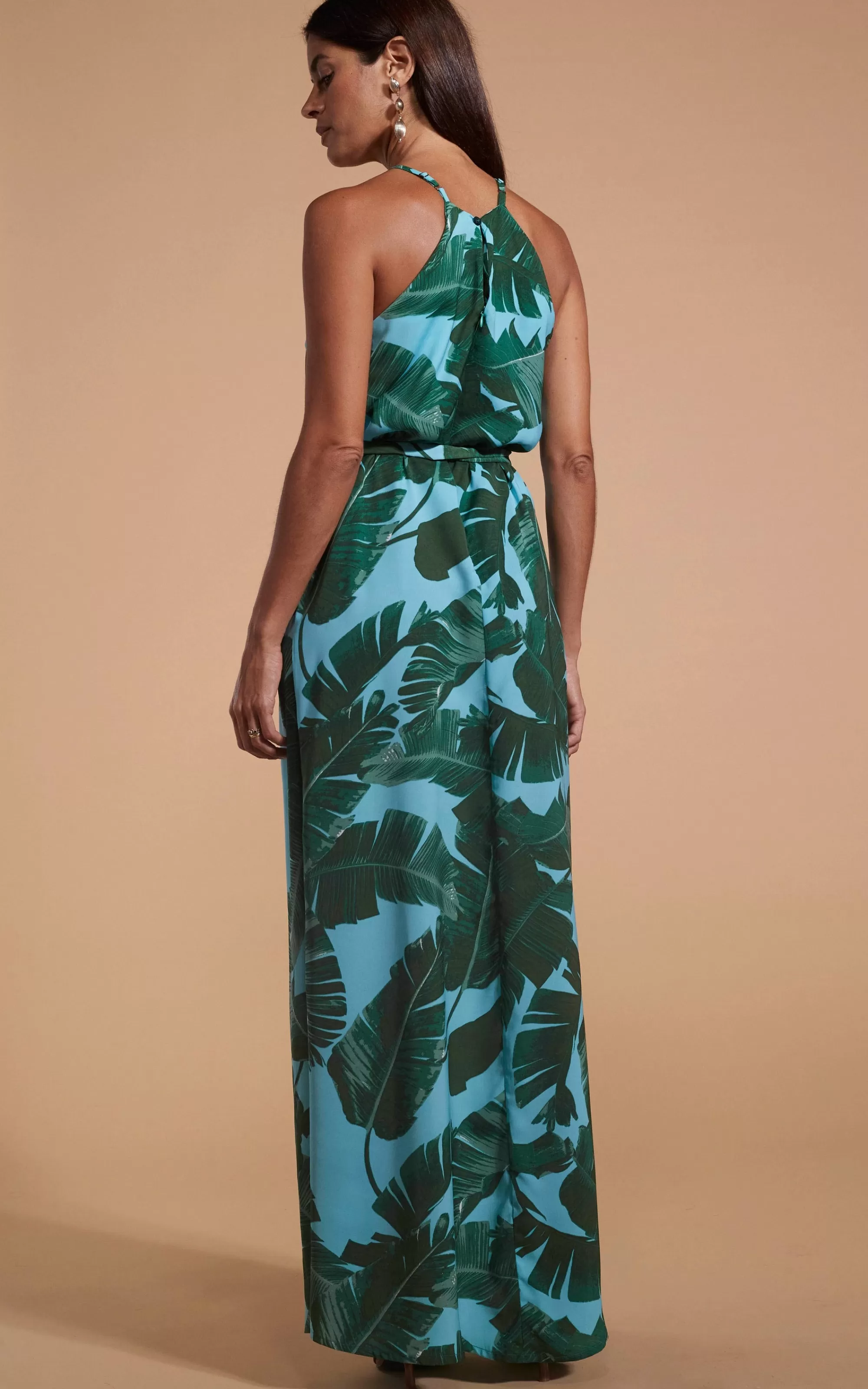 Dresses>Dancing Leopard Sunset Dress In Vintage Blue Palm