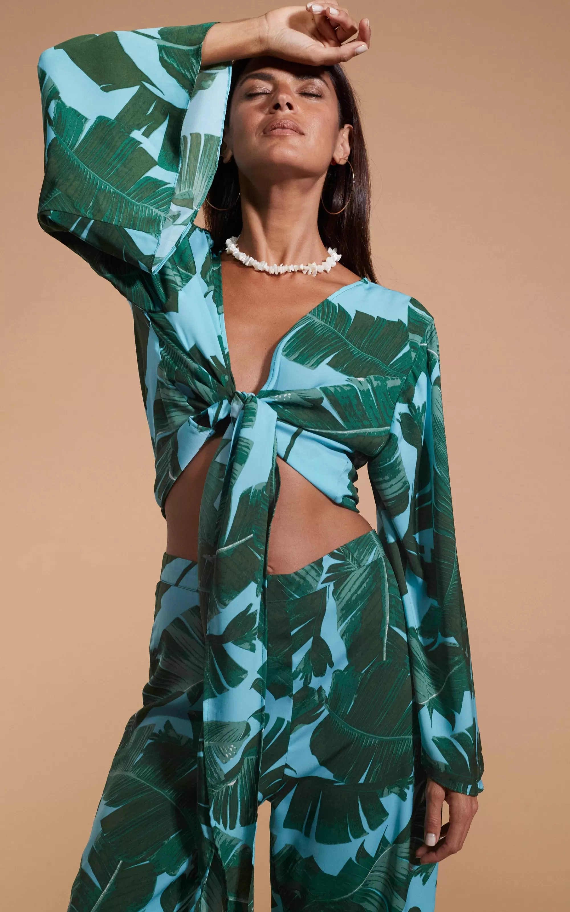 Tops>Dancing Leopard Takumi Top In Vintage Palm Blue Base