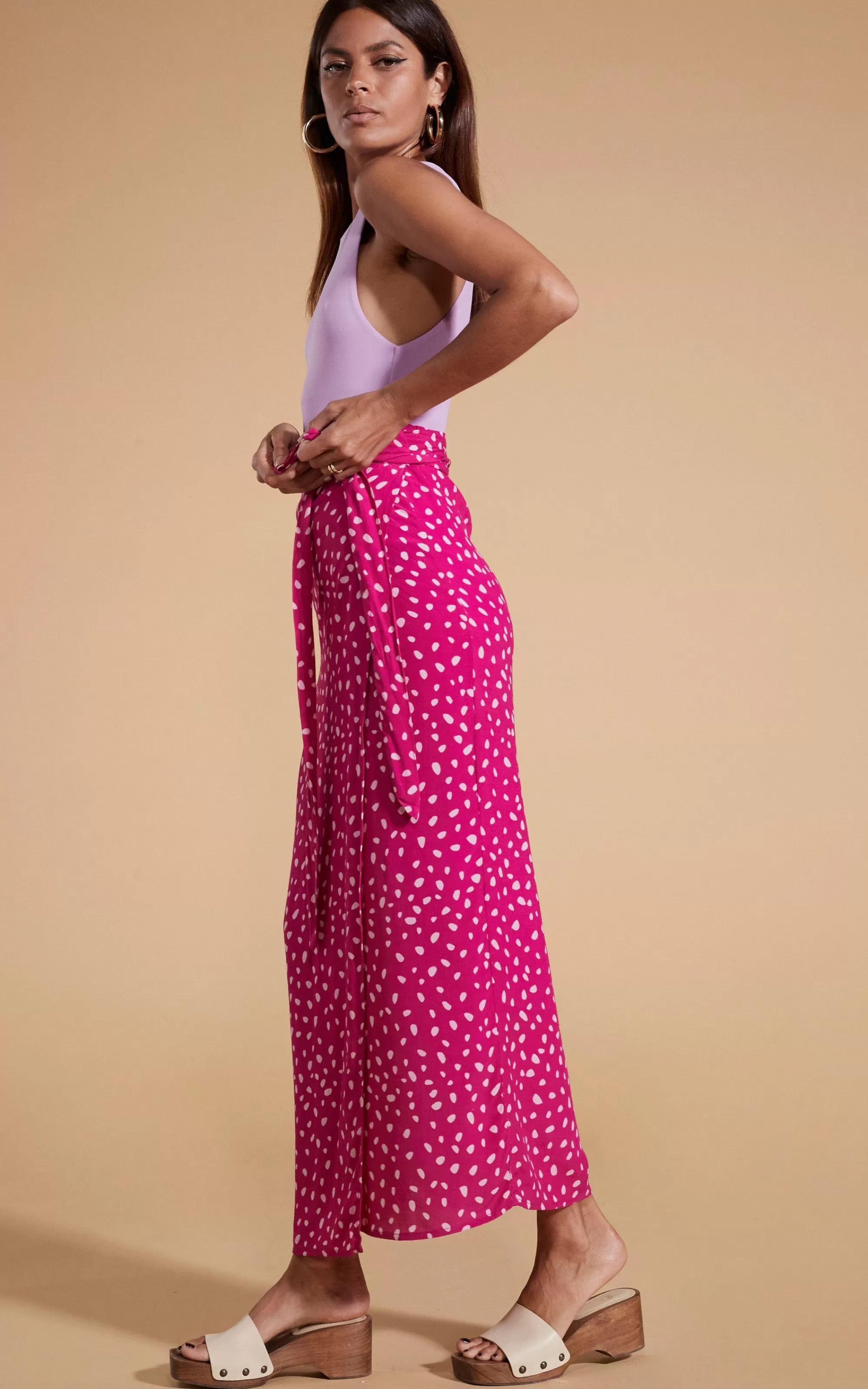 Skirts>Dancing Leopard Whitney Maxi Wrap Skirt In Odd Dot Pink On Magenta