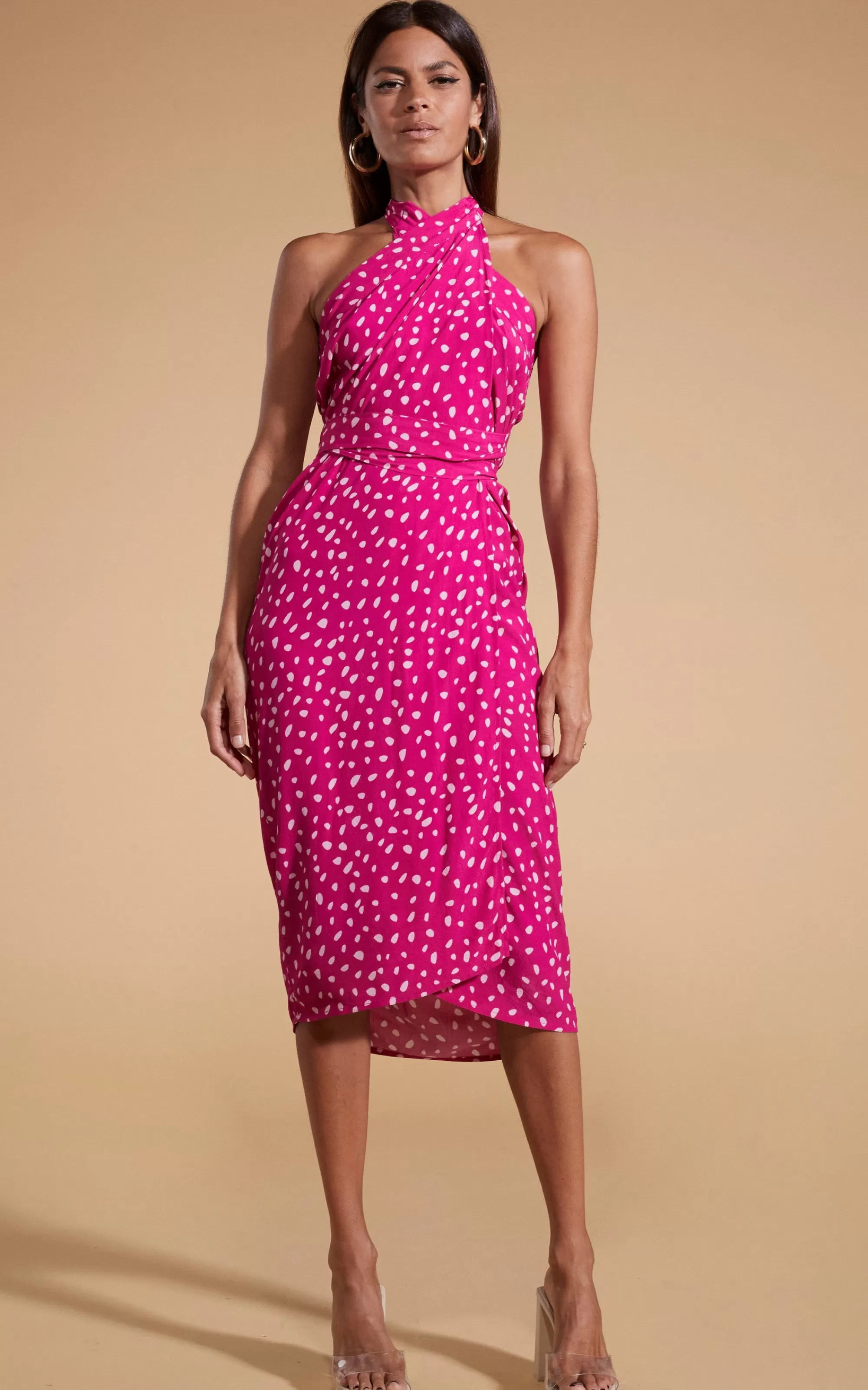 Skirts>Dancing Leopard Whitney Maxi Wrap Skirt In Odd Dot Pink On Magenta